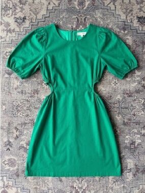 Altr’d State Green Cutout Puff-Sleeve Dress